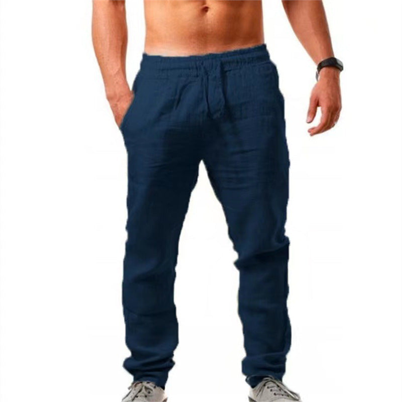 Herren Leinenhose Bequem Elastisch mit verstellbarem Bund