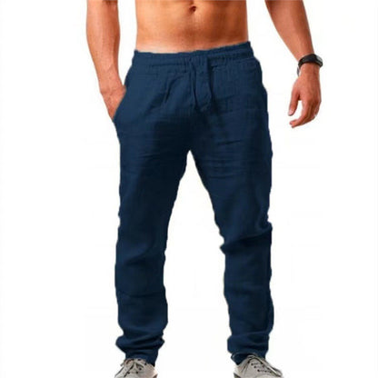 Herren Leinenhose Bequem Elastisch mit verstellbarem Bund