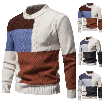 Herren Strickpullover Bunt Modern Zopfmuster