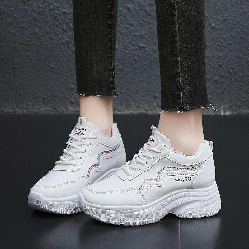 Damen Sneaker Sportlich Plateau atmungsaktiv