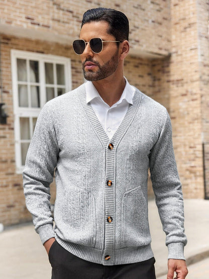 Strickcardigan Herren Modern mit Taschen und Textur