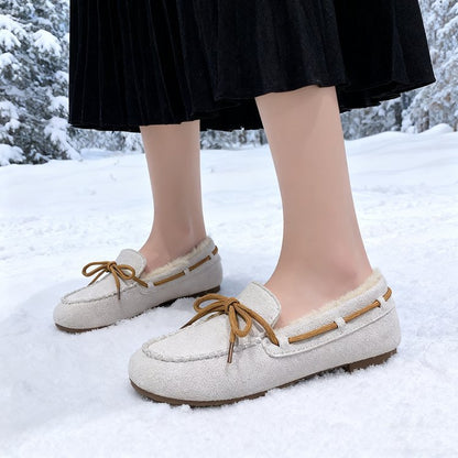 Damen Mokassins Warmfutter Elegante Schnürung