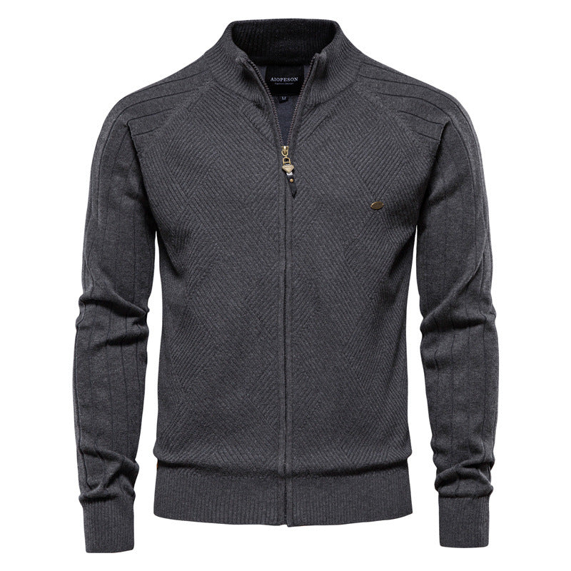 Herren Strickjacke Stehkragen Modern Schmal