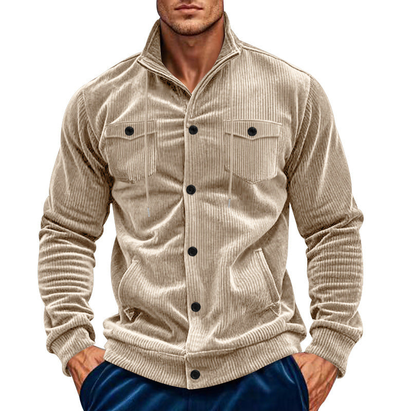 Herren Cordjacke Praktisch Mit Brusttaschen Grün
