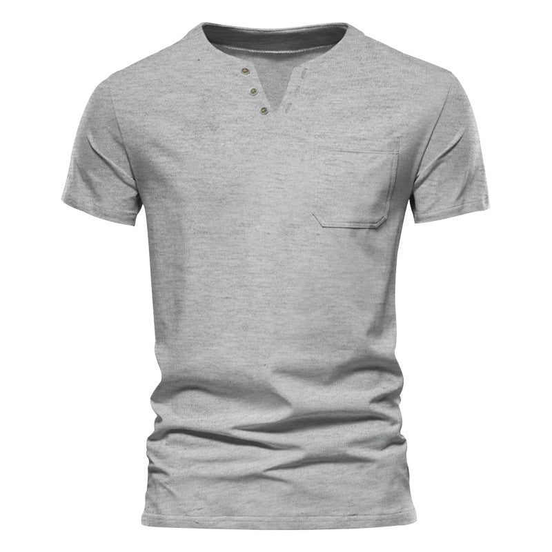 Herren Kurzarmshirt Modern mit Knopfleiste und Brusttasche