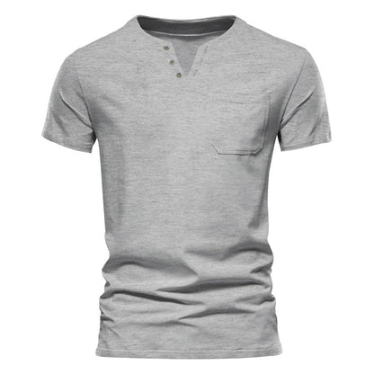 Herren Kurzarmshirt Modern mit Knopfleiste und Brusttasche