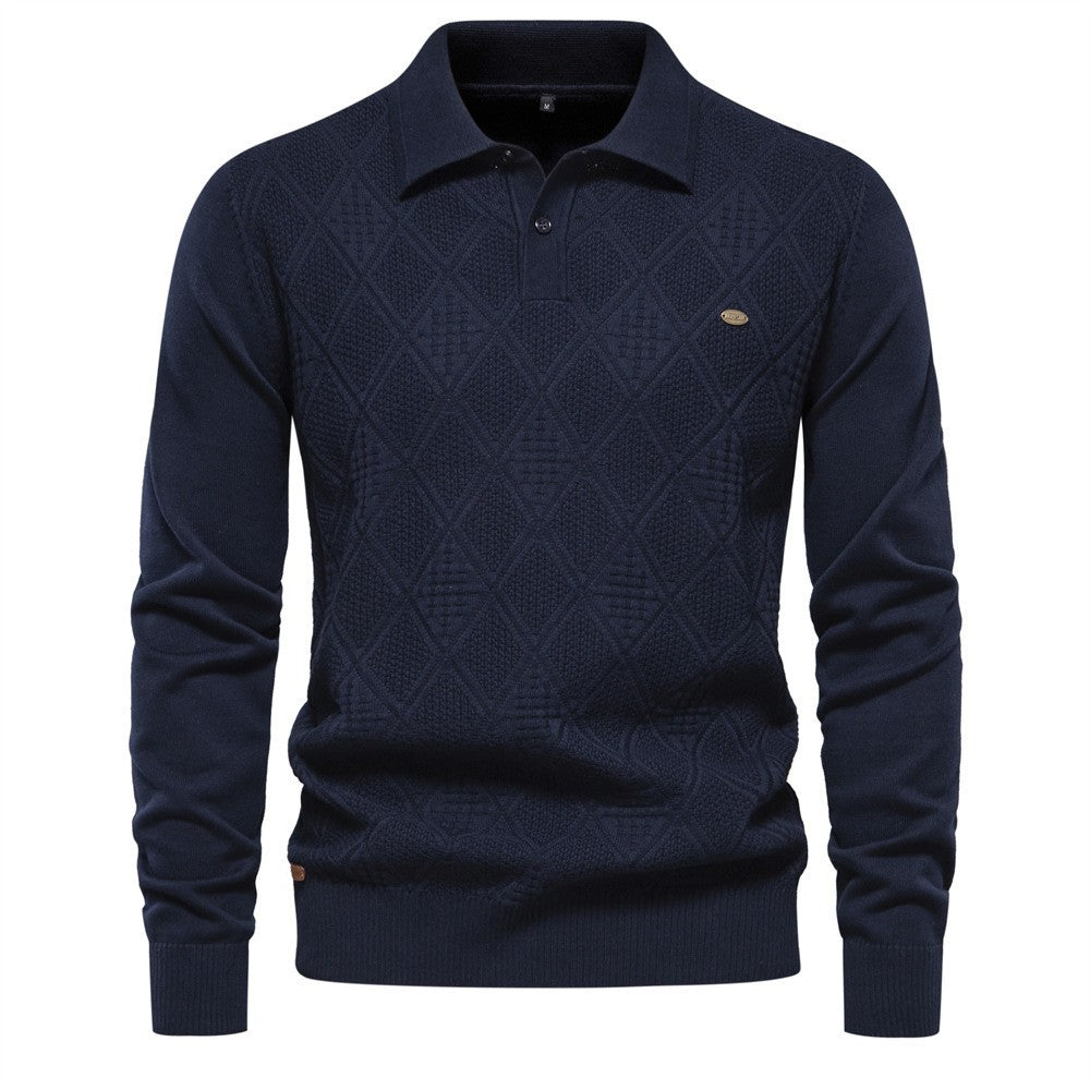 Herren Polo Pullover Strukturiert Klassisch Modern
