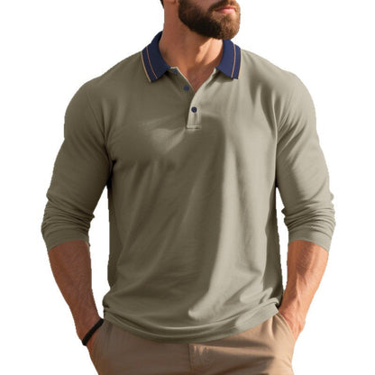 Herren Langarm Polohemd Modern Stilvoll Mit Kragen