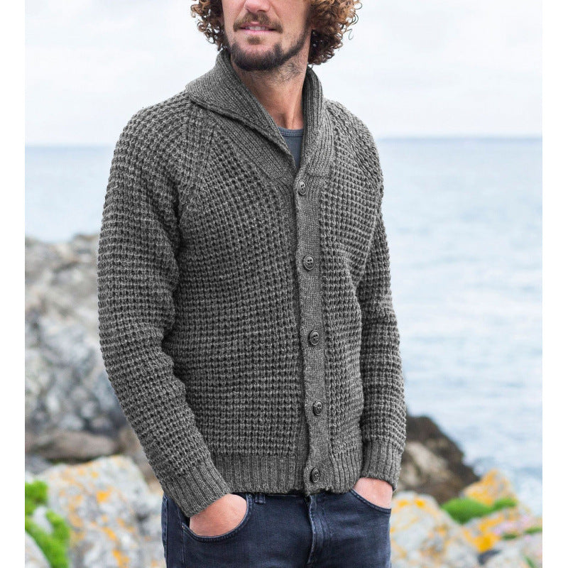 Herren Strickjacke Modern mit Knöpfen und Feinstruktur