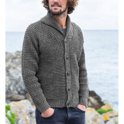 Herren Strickjacke Modern mit Knöpfen und Feinstruktur