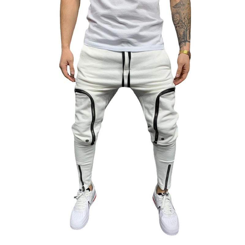 Herren Jogginghose Sportlich Slim Fit Mit Reißverschluss