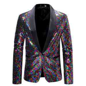 Glitzerndes Herren Sakko Pailletten Anzug Jackett