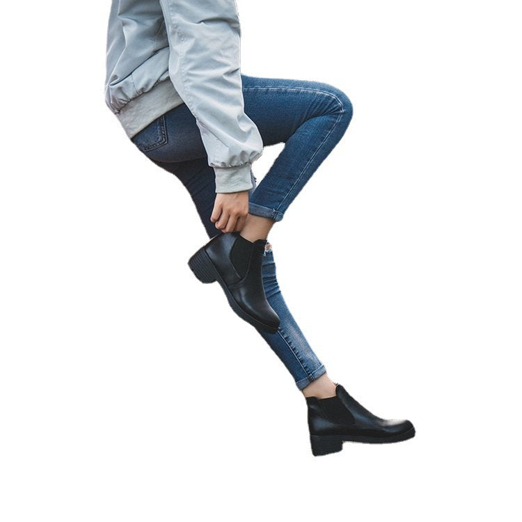 Elegante Damen Chelsea Stiefel Modisch Schwarz