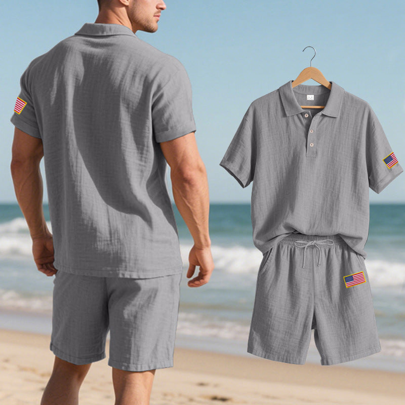 Herren Poloshirt mit Shorts Sommerlook Strandmode