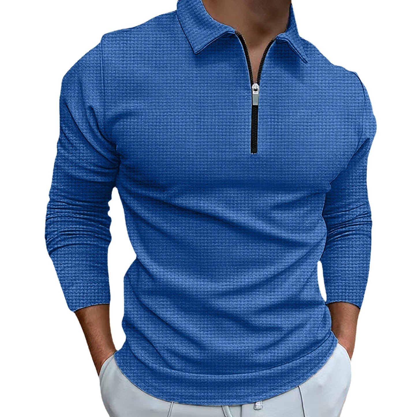 Herren Langarmshirt Modern Strukturiert Reißverschluss