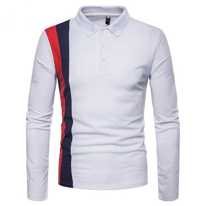 Herren Poloshirt Langarm Farbblockstreifen Modern