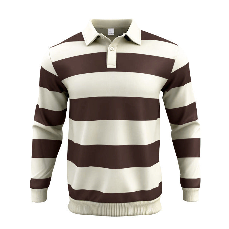 Herren Polohemd Langarm Gestreift Modern