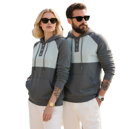 Herren Kapuzenpullover Modern mit Knöpfen Grau