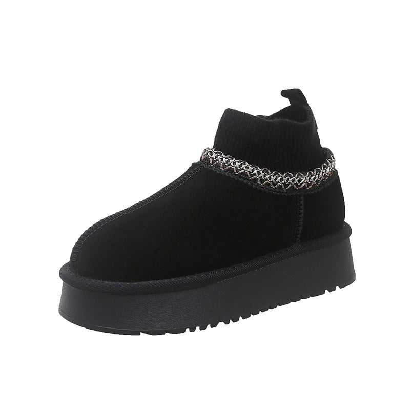 Damen Stiefel Ankle Boots Rutschfest Elastisch Schwarz