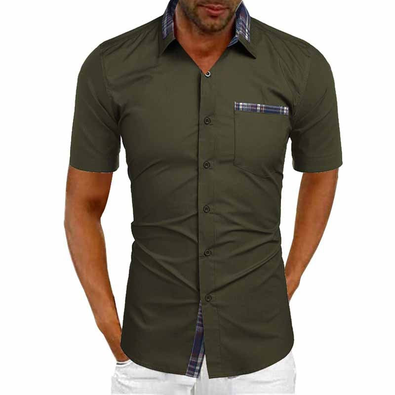 Herren Kurzarmhemd Karo Modern mit Brusttasche