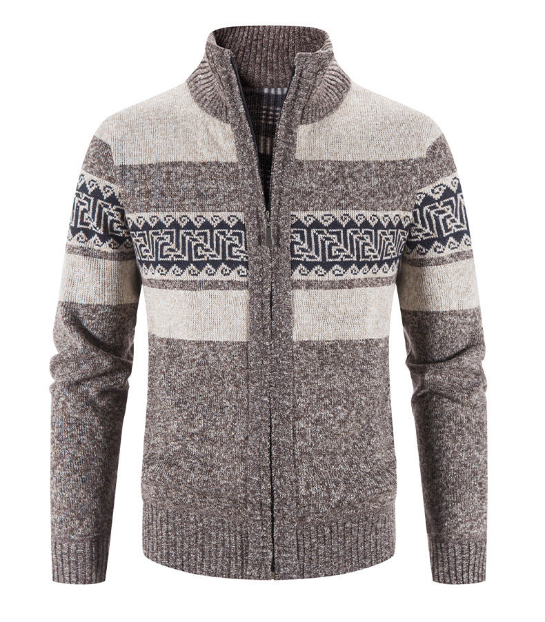 Herren Strickjacke Gemütlich Mit Kapuze Grau