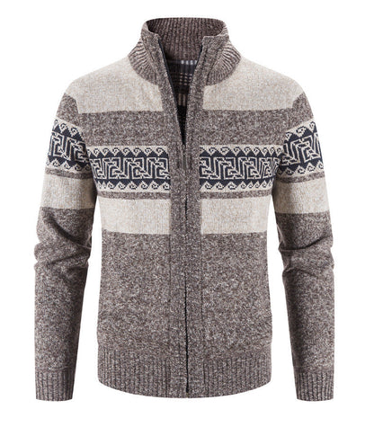Herren Strickjacke Gemütlich Mit Kapuze Grau