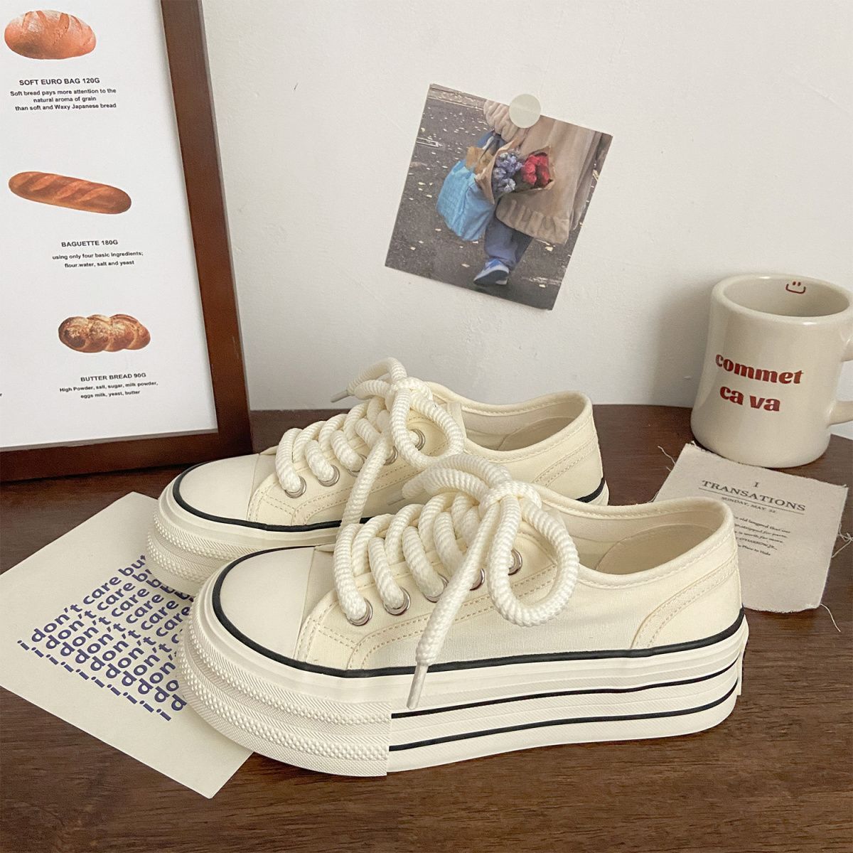 Damen Sneaker Plateau Dicksohle Schnürsenkel Modern Frauen Schuhe