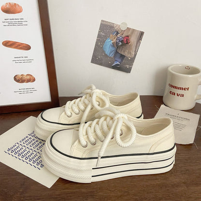 Damen Sneaker Plateau Dicksohle Schnürsenkel Modern Frauen Schuhe