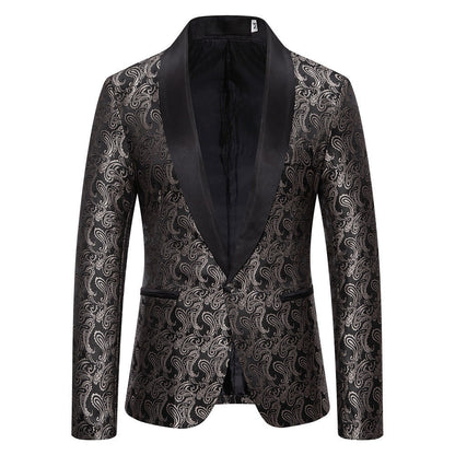 Herren Smoking Blazer Elegant mit Paisley Muster Schwarz