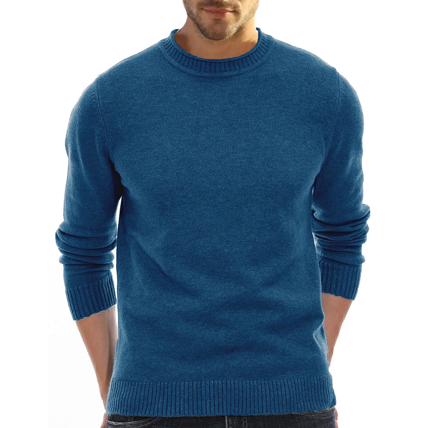 Weicher Herren Pullover Rundhals Baumwolle Bequem