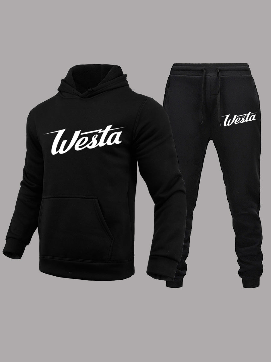 Herren Jogginganzug Set mit Logo Hoodie Freizeit Outfit