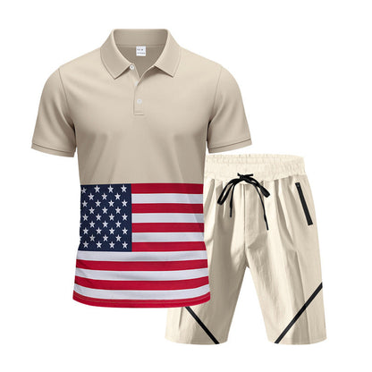 Herren Polo-Shirt Set Sportlich Flaggenmuster Berlin