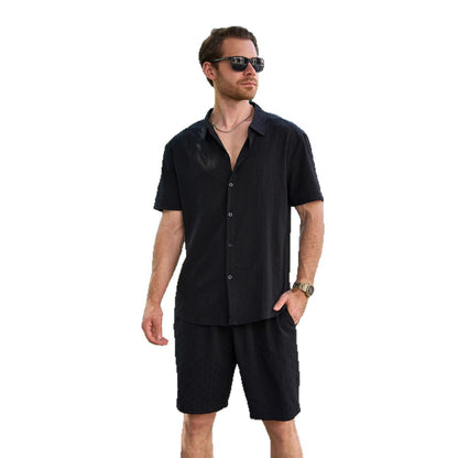 Leichte Sommer-Shorts Herren Kurzarm Hemd Set Sommermode