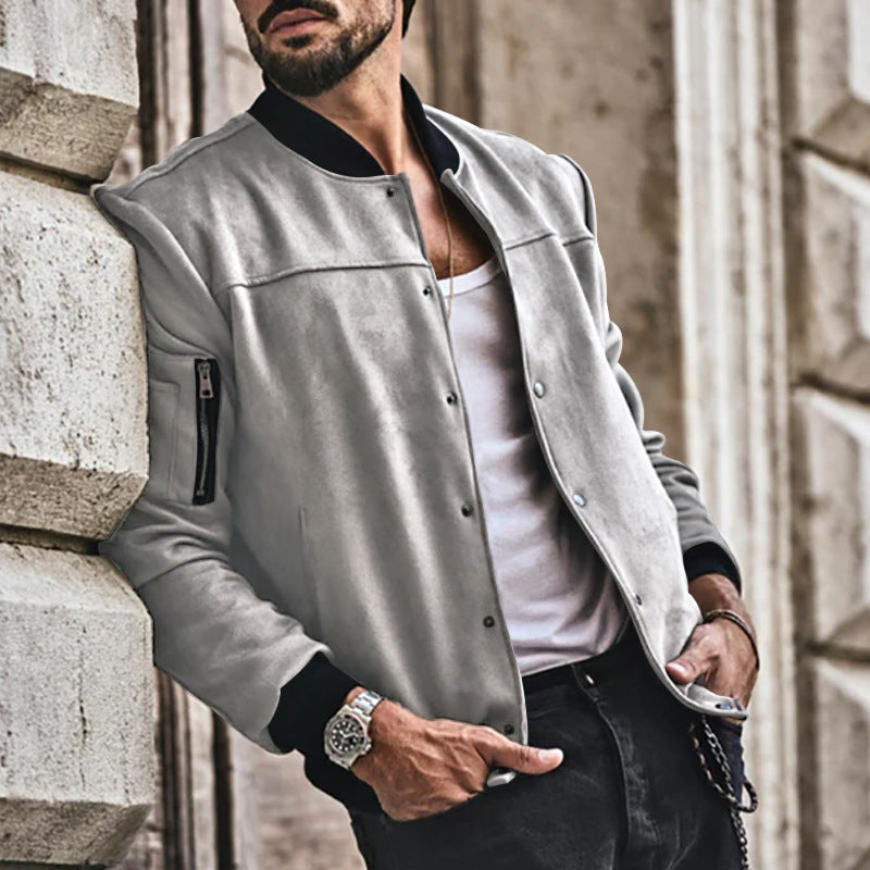 Herren Sportjacke College Style Reißverschlusstaschen Modern
