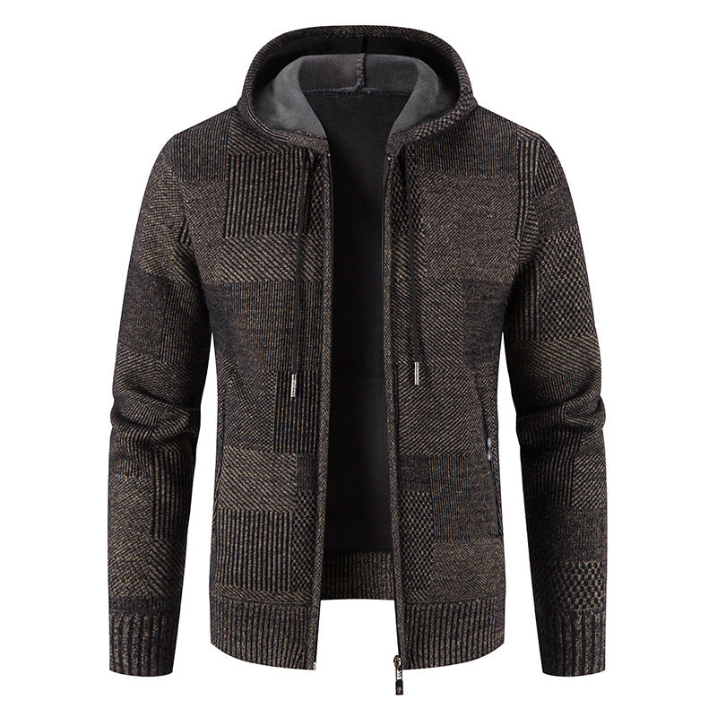 Herren Strickjacke Kapuze Modern Strick Design