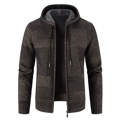 Herren Strickjacke Kapuze Modern Strick Design