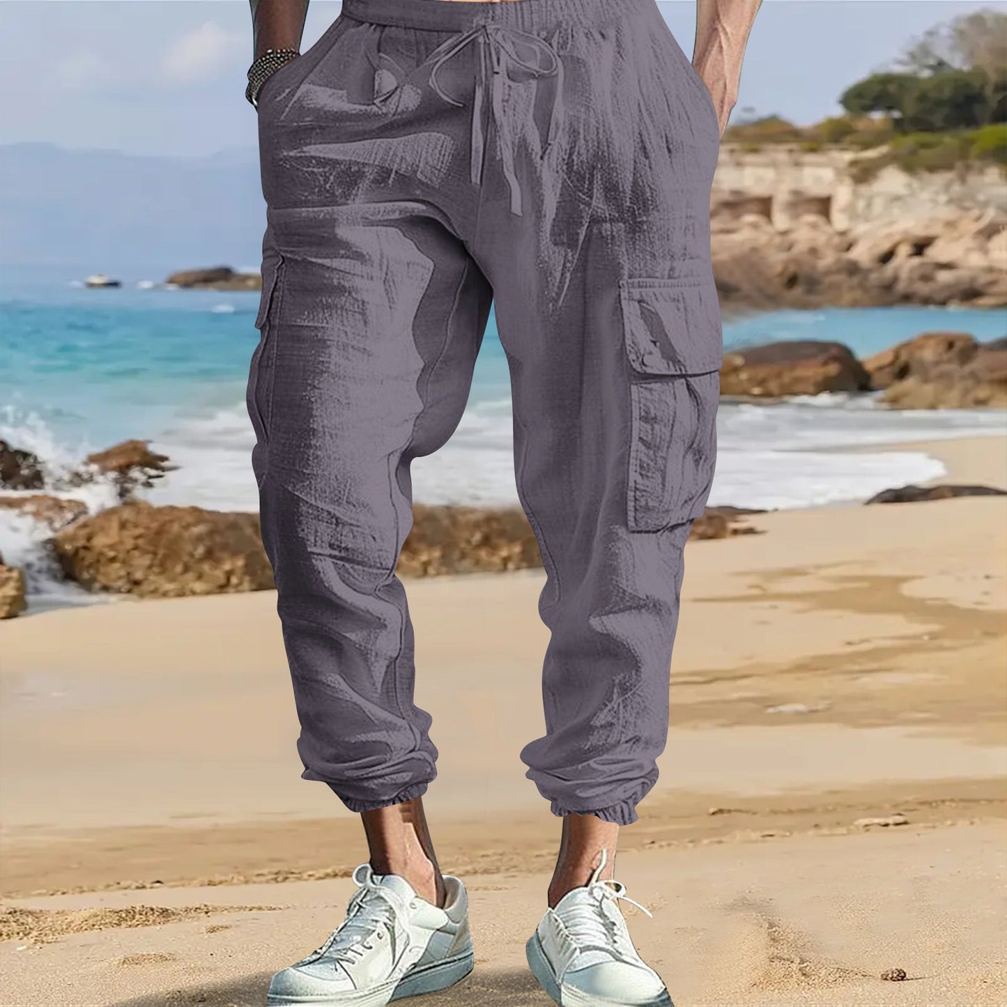Herren Cargo-Hose Leicht Bequem atmungsaktiv mit Taschen