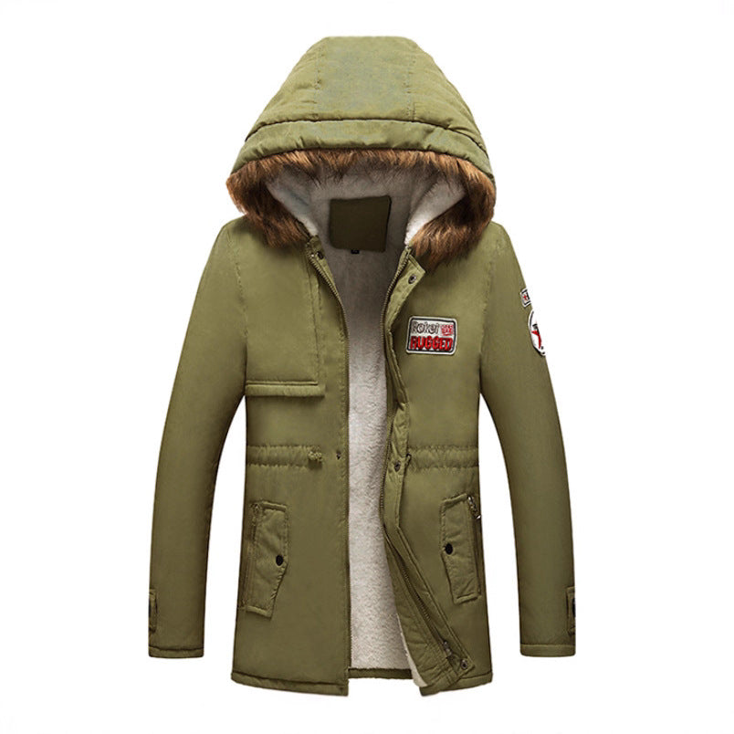 Herren Winterjacke Modisch Kunstfellkragen Taschen Berlin Style