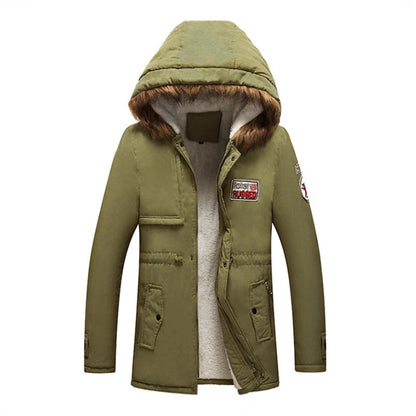 Herren Winterjacke Modisch Kunstfellkragen Taschen Berlin Style