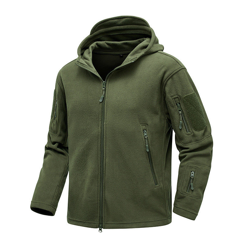 Herren Fleecejacke Warm Kapuze Reißverschluss Taschen - BerlinGlamour