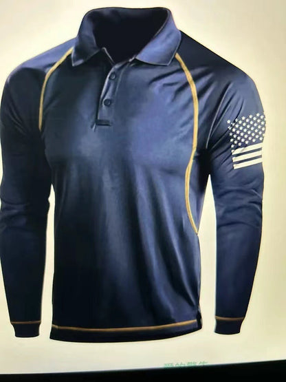 Herren Poloshirt Langarm Patriotisch Berlin Style