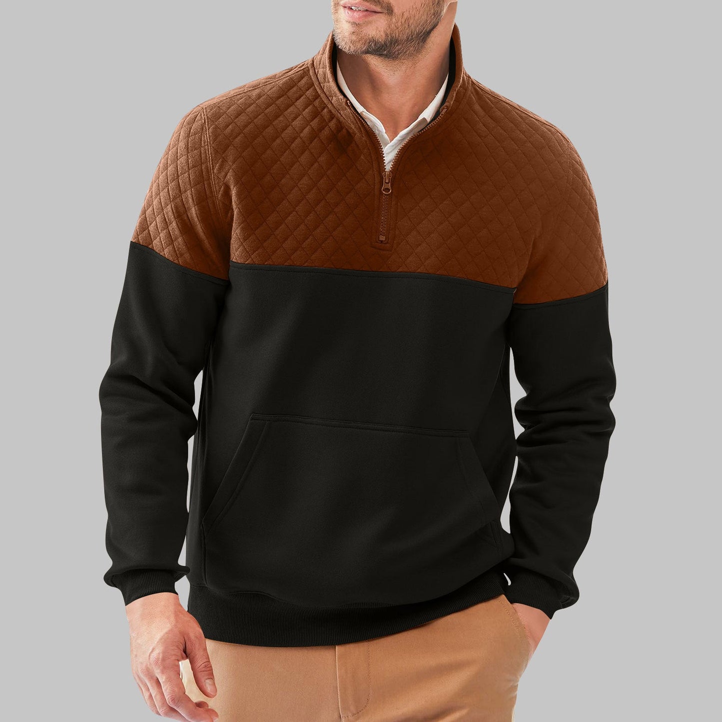 Herren Fleece Pullover Stehkragen Warm Gemütlich