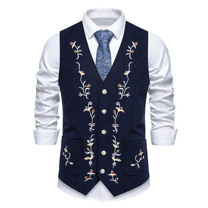Herren Weste Elegant Floral Stickdesign Modern