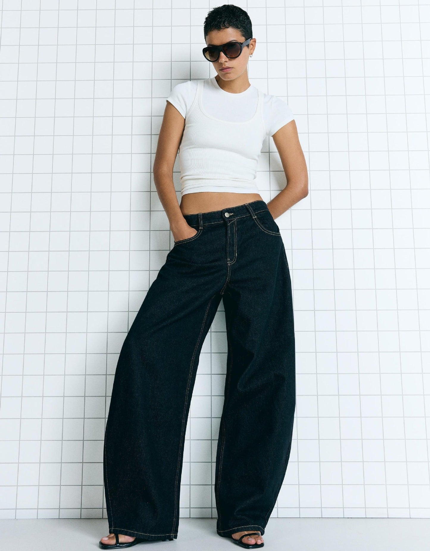 Damen Jeansjacke Oversized Lässig mit Taschen