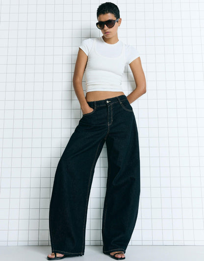 Damen Jeansjacke Oversized Lässig mit Taschen