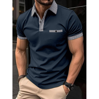 Herren Polohemd Modern Karo Muster Slim Fit