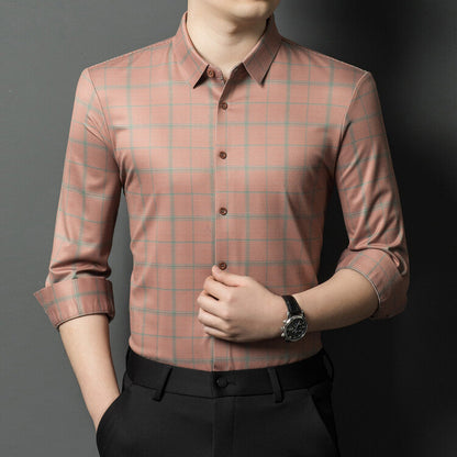 Herren Langarmhemd Karo Modern Slimfit