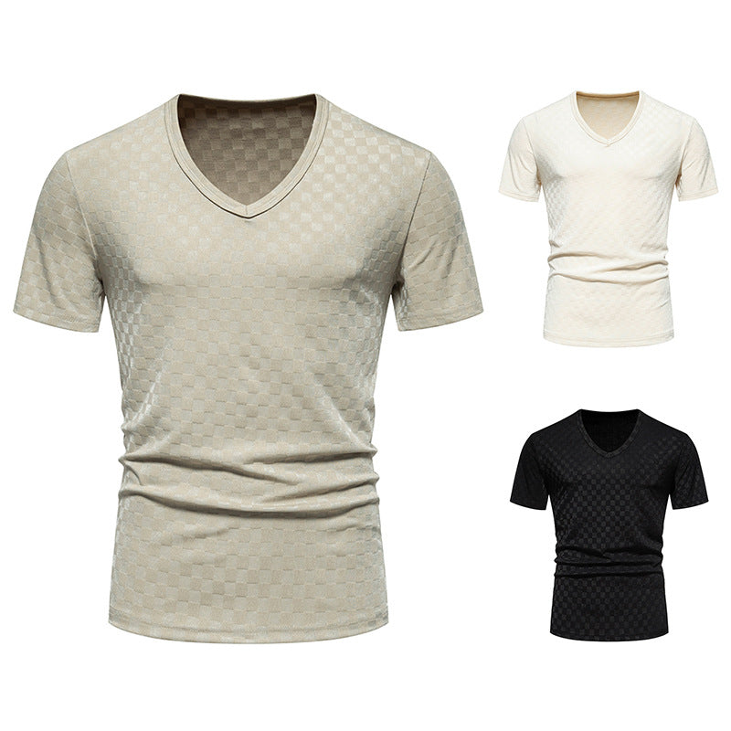 Herren Shirt V-Ausschnitt Strukturiert Modern