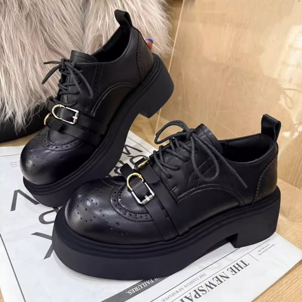 Damen Schnürschuhe Plateau Heel Perforiert Modisch - BerlinGlamour