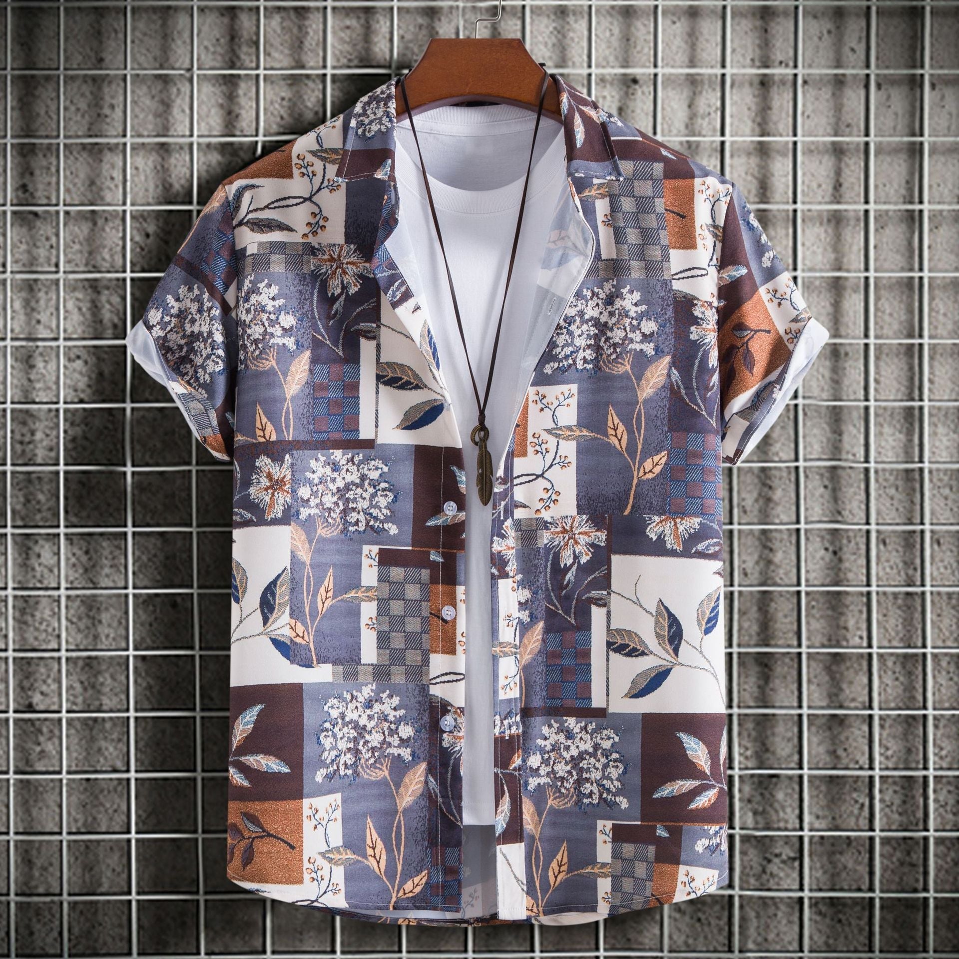 Herren Kurzarmhemd Blumenmuster Sommerlich Modern - BerlinGlamour
